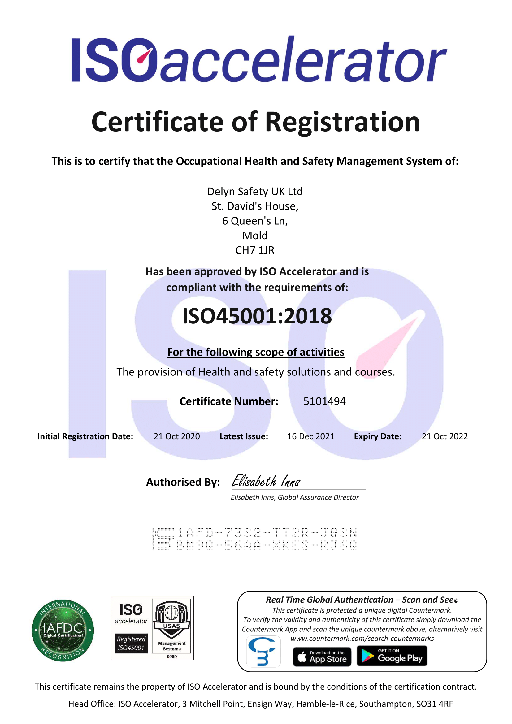 Certificate 5101494 Delyn Safety ISO 45001_20211 Delyn Safety